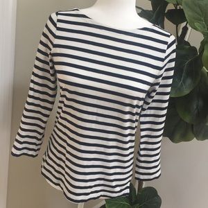 JCrew 3/4 striped Tee in navy and cream